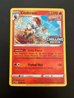 Cinderace SWSH112 Prerelease Promo Holo Near Mint Condition Chilling Reign Promo - Image 1