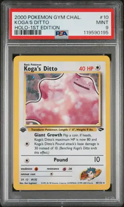 2000 POKEMON GYM CHALLENGE HOLO-1ST ED #10 KOGA'S DITTO PSA 9 - Image 1