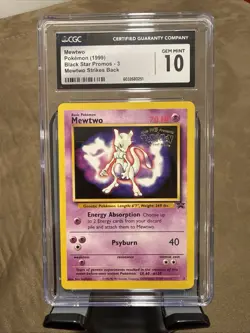CGC GEM MINT 10 Mewtwo 1999 Black Star Promos 3 Pokemon TCG Mewtwo Strikes Back - Image 1
