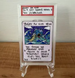 1/1 Original Hand Drawn Angry Koi Fish Card Slabbed Signed Series 1 Brokemon - Image 1
