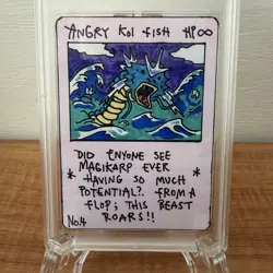 1/1 Original Hand Drawn Angry Koi Fish Card Slabbed Signed Series 1 Brokemon - Image 2