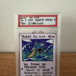 1/1 Original Hand Drawn Angry Koi Fish Card Slabbed Signed Series 1 Brokemon - Image 3