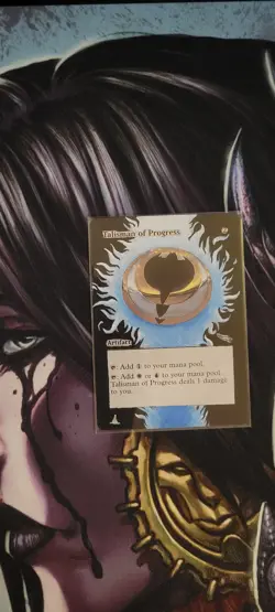 MTG ALTER: Talisman of Progress, by Ragsdale Alters. Full art alter - Image 1