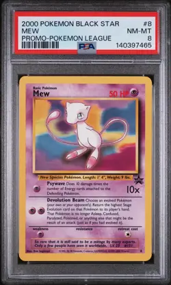 2000 POKEMON BLACK STAR PROMO POKEMON LEAGUE #8 MEW PSA 8 - Image 1