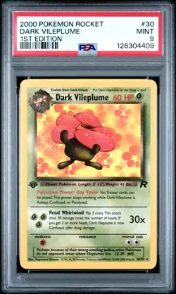 2000 Pokemon Rocket Dakr Vileplume 1st Edition 30/82 PSA 9 - Image 1