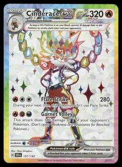 Pokemon Cards Cinderace ex 157/142 Stellar Crown Ultra Rare NM *2 - Image 1