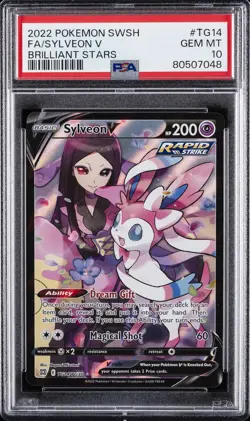 2022 POKEMON SWORD & SHIELD BRILLIANT STARS #TG14 FULL ART/SYLVEON V PSA 10 - Image 1