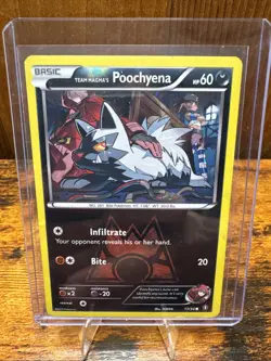 Team Magma's Poochyena 17/34 Double Crisis Pokemon TCG Reverse Holo Common - Image 1