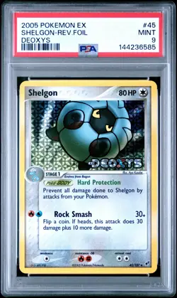 2005 POKEMON EX DEOXYS #45 SHELGON REVERSE FOIL PSA 9 - Image 1