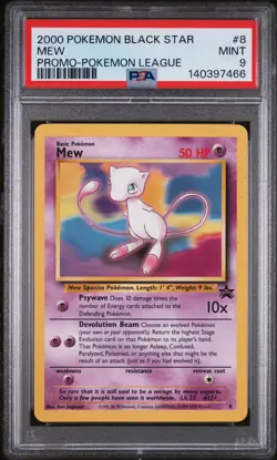 2000 POKEMON BLACK STAR PROMO POKEMON LEAGUE #8 MEW PSA 9 - Image 1