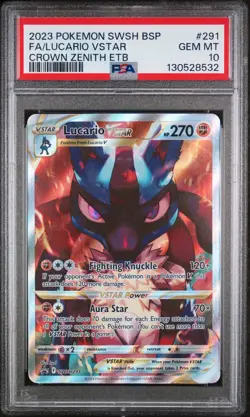 2023 POKEMON SWSH BLACK STAR PROMO #291 FULL ART/LUCARIO VSTAR PSA 10 - Image 1