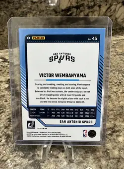 2024-25 Panini Donruss Optic - Victor Wembanyama #45 Holo Prizm - Image 4