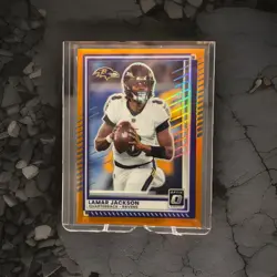 2025 Panini Donruss Optic - Lamar Jackson #80 Orange Prizm /299 - Image 1