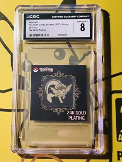 CGC 8 NM/MINT - 24k Gold Plated VAPOREON Pokemon Candy Stickers 2023 Korean ✨ - Image 1