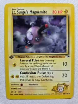 Lt. Surge's Magnemite (50) Gym Heroes 050/132 Uncommon 1st Edition NM Pokemon TC - Image 1