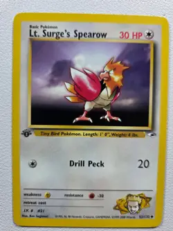 Lt. Surge's Spearow (52) Gym Heroes 052/132 Uncommon 1st Edition NM Pokemon TCG - Image 1