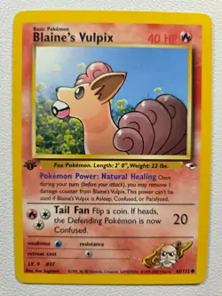 Blaine's Vulpix Gym Heroes 065/132 Common 1st Edition NM Pokemon TCG - Image 1
