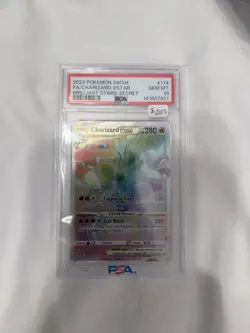 PSA 10 Pokemon Charizard Vstar 174 Sword Shield Brilliant Stars Rainbow Secret - Image 1