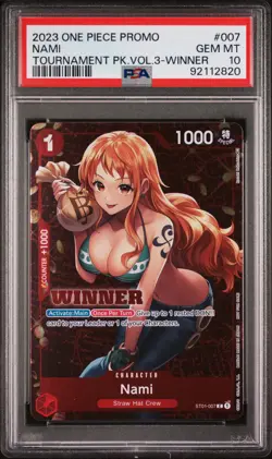 2023 ONE PIECE PROMOS TOURNAMENT PK. VOL.3 WINNER #007 NAMI PSA 10 - Image 1