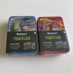 Magic The Gathering Teenage Mutant Ninja Turtles Leonardo and Raphael Tins Lot 2 - Image 1