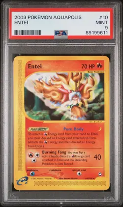 Pokemon Entei 010/147 Aquapolis Rare Regular PSA 9 Mint 2003 TCG - Image 1