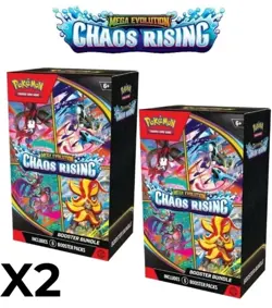 2X! Pokemon TCG: Mega Evolution Chaos Rising Booster Bundle 12 Packs Presale - Image 1