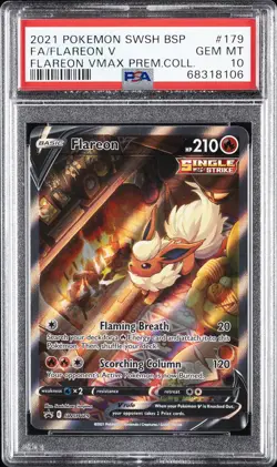 2021 POKEMON SWSH BLACK STAR PROMO #179 FULL ART/FLAREON V PSA 10 - Image 1