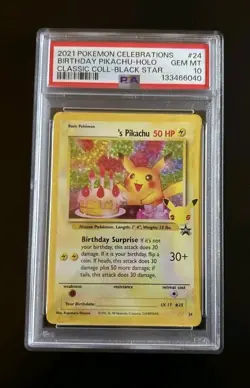Pokemon Card PSA 10 Birthday Pikachu 24 25th Celebrations Classic Holo 2021 - Image 1