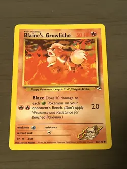 Blaine's Growlithe 62/132 Common Pokemon Card NM LP - Image 1