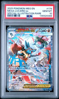 2025 POKEMON MEG EN-MEGA EVOLUTION #179 MEGA LUCARIO EX PSA 10 - Image 1