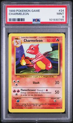 1999 POKEMON GAME BASE SET #24 CHARMELEON PSA 9 - Image 1
