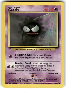 Gastly 50/102 Common Base Set Unlimited Pokemon MP - Image 1