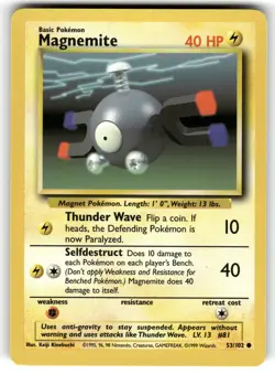 Magnemite 53/102 Common Base Set Unlimited Pokemon LP - Image 1