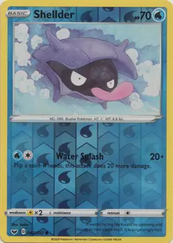 LP Pokemon Shellder - 040/202 - Common - Reverse Holo Lightly Played Sword & Shi - Image 1