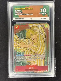 Sanji OP01-013 - 1st Anniversary Set Promo One Piece ACE 10 Graded Perfect Subs - Image 1