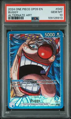 2024 ONE PIECE OP09-EMPERORS IN THE NEW WORLD #042 BUGGY ALTERNATE ART PSA 10 - Image 1