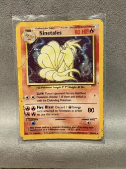 Pokemon TCG Ninetales Holo Rare Card Base Set 12/102 1995 Heavy Play Condition - Image 1