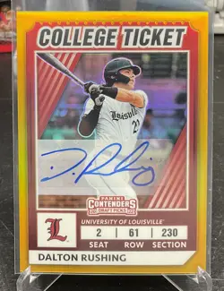 2022 Elite Extra Dalton Rushing Contenders Optic College Ticket Gold Auto /10 - Image 1
