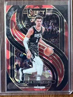 2024-25 Panini Select #102 Premier Level Victor Wembanyama Red Cracked Ice Prizm - Image 1