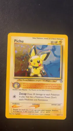 Pokemon Pichu Neo Genesis 12/111 Holo Rare Unlimited English TCG Card Swirl LP - Image 1