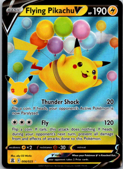 Flying Pikachu V - 006/025 - Pokemon Celebrations Sword Shield Rare Card NM - Image 1