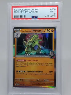 3601 Team Rocket's Tyranitar 2025 Pokemon Destined Rivals Center Promo #96 PSA 9 - Image 1