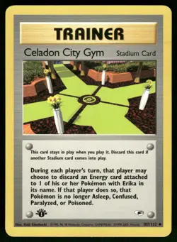 Celadon City Gym 107/132 Uncommon Gym Heroes Pokemon 1st Edition Lightly Played - Image 1