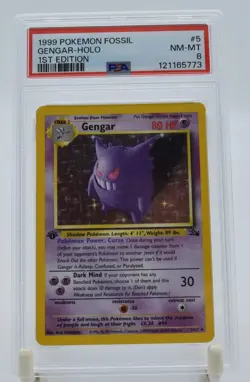 Gengar 5 1st Edition PSA 8 Fossil Holo 1999 WOTC Pokemon Card - Image 1