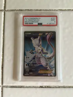 PSA 9 MINT Mewtwo EX 157/162 XY Breakthrough 2015 Pokemon Card Full Art Holo MEW - Image 1
