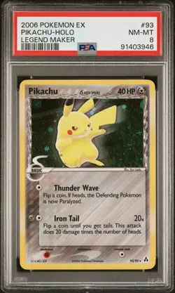 PIKACHU HOLO 93/92 LEGEND MAKER POKEMON PSA 8 - Image 1