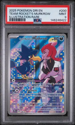 2025 POKEMON DRI EN-DESTINED RIVALS #200 TEAM ROCKET'S MURKROW PSA 9 - Image 1