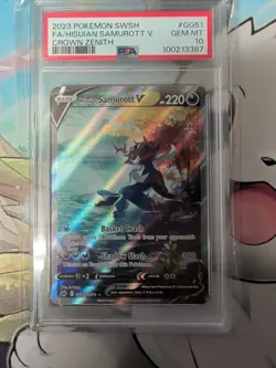 2023 POKEMON SWORD & SHIELD CROWN ZENITH FULL ART/HISUIAN SAMUROTT V PSA 10 - Image 1