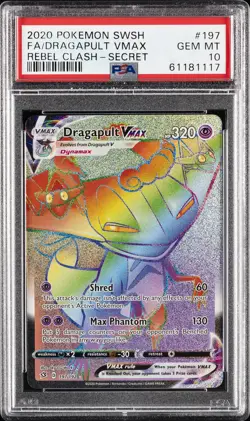 2020 POKEMON SWSH REBEL CLASH SECRET #197 FULL ART DRAGAPULT VMAX PSA 10 - Image 1