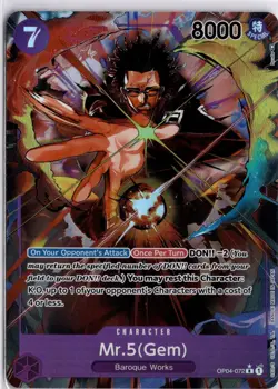 One Piece Card Game TCG English Mr.5 (Gem) AA ALT ART RARE OP04-072 - Image 1